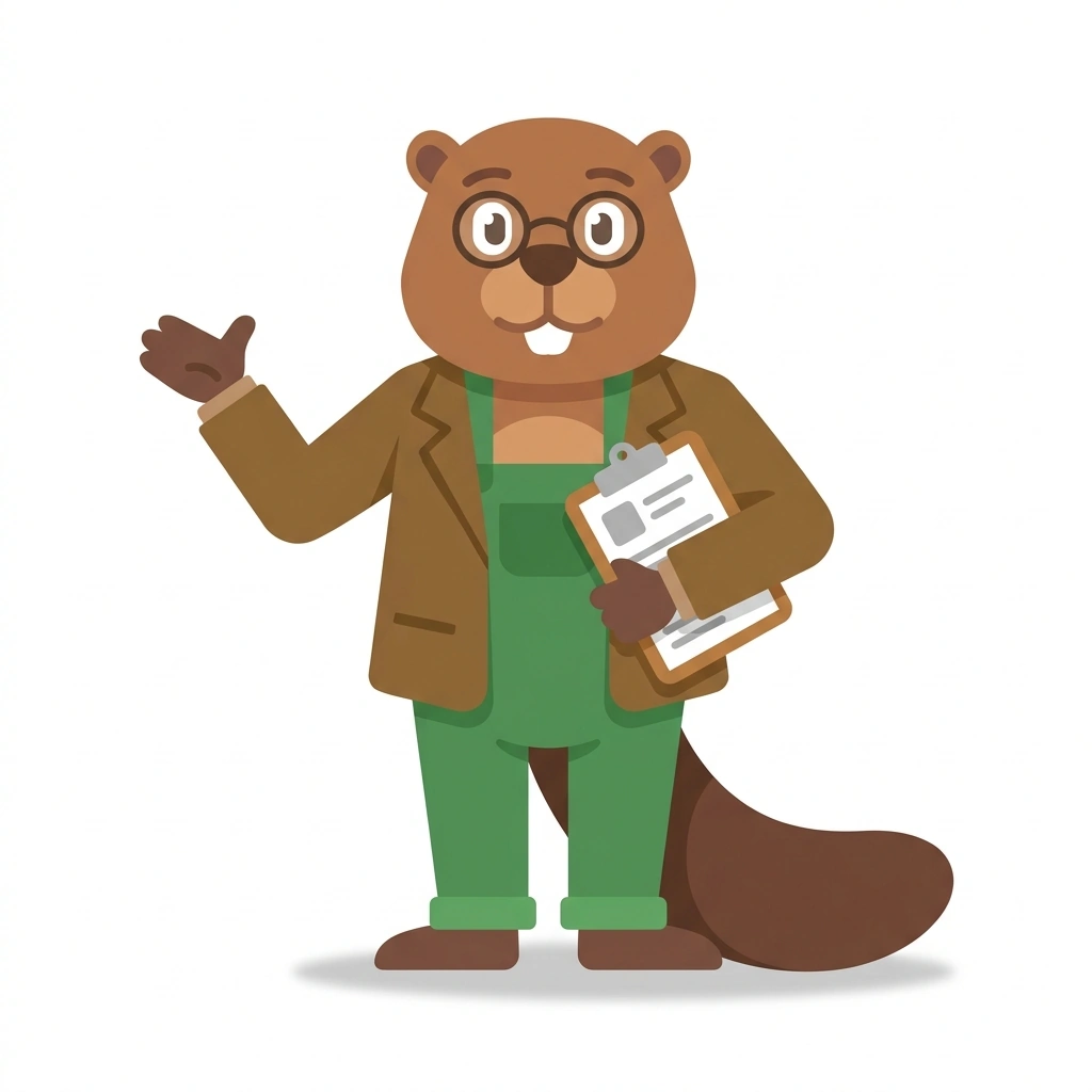 Barnaby the Beaver, the guide who teaches the Common Automotive Repair Mistakes course
