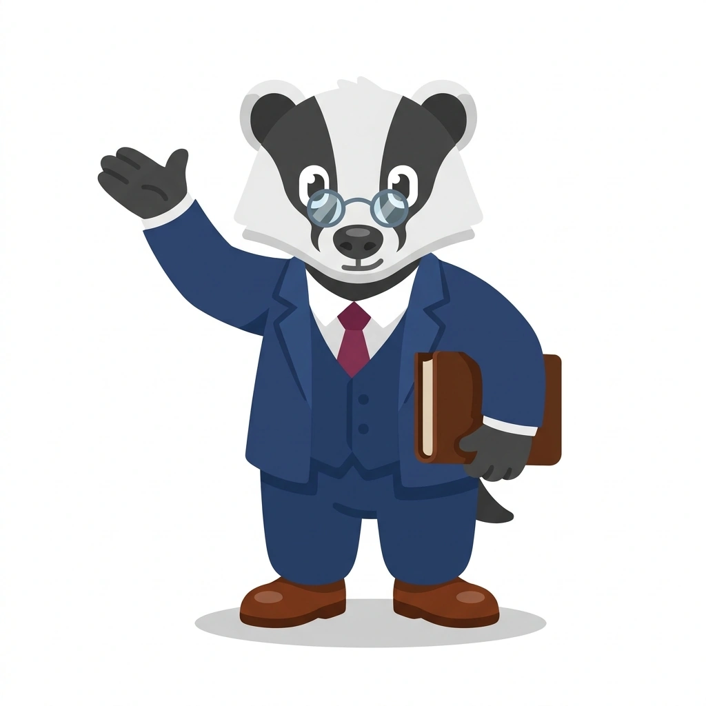 Barnabé le Blaireau, the guide who teaches the Mécanique financière d'une banque course